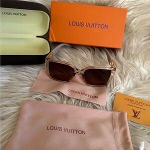 Louis Vuitton Pink Frame Sunglasses with Brown Lenses